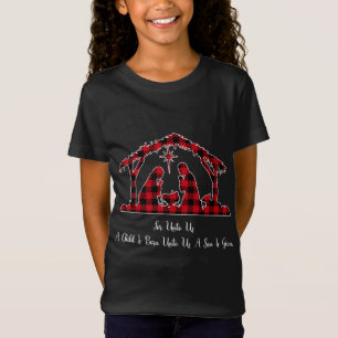 Camiseta Cena de Natal Cena Vermelha Xadrez Figurino Isaiah