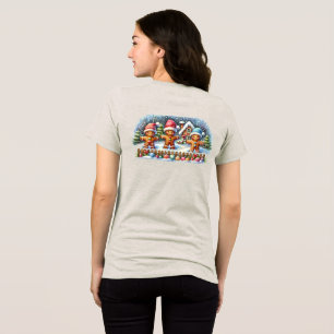 Camiseta Cena de Natal com Família de Biscoito de Gengibre