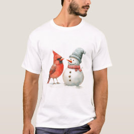 Camiseta Cena de Natal de Inverno com Boneco de Neve e Páss