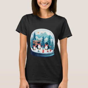 Camiseta Cena de Natal do Pinguim no Globo de Neve Família