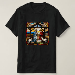 Camiseta Cena de Natal Faux Estilo de Vidro Matrado