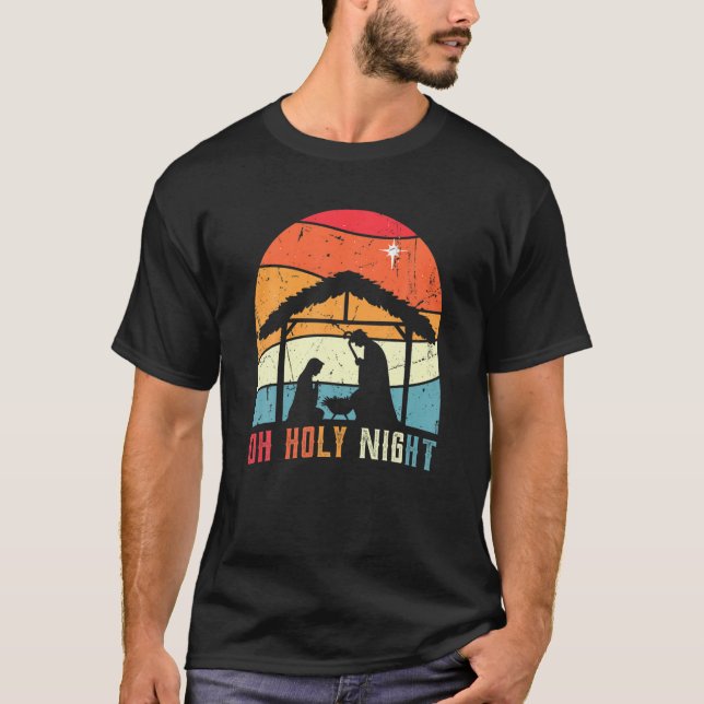 Camiseta Cena de Natividade da História Real dos natais vin (Frente)