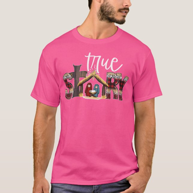 Camiseta Cena de Natividade História Verdadeira Fé Baseada  (Frente)