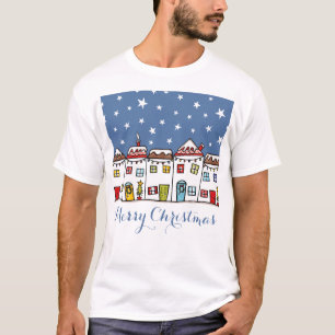 Camiseta Cena de Neve Personalizada na Rua de Natal