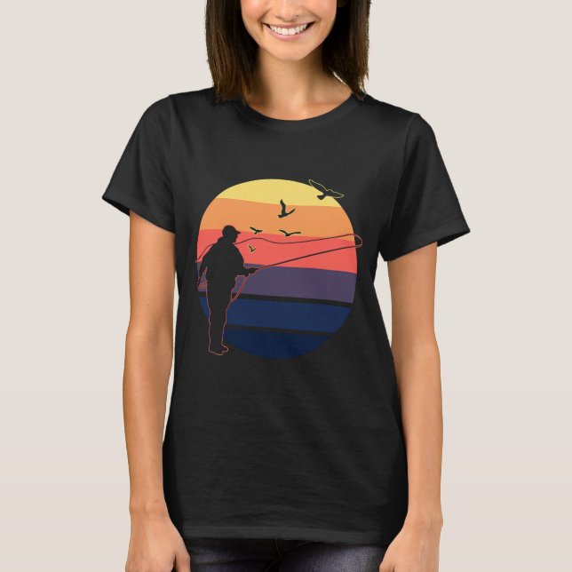 Camiseta Cena de pesca vintage atemporal design (Frente)