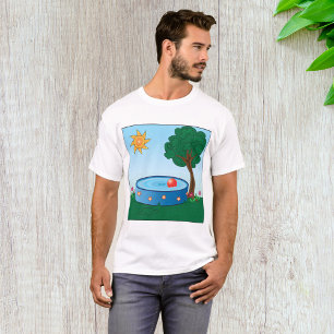 Camiseta Cena de Piscina no Quintal das Crianças com Árvore