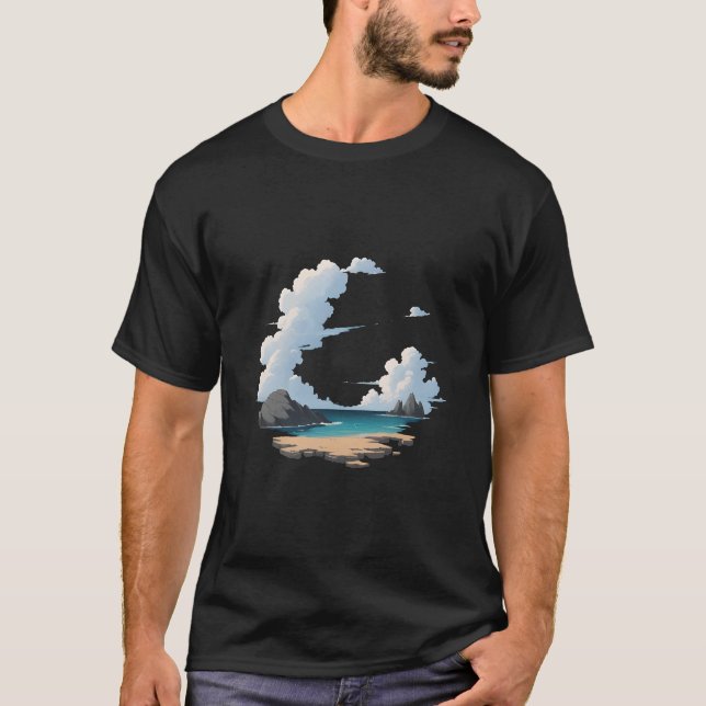 Camiseta Cena de praia de ilha (Frente)