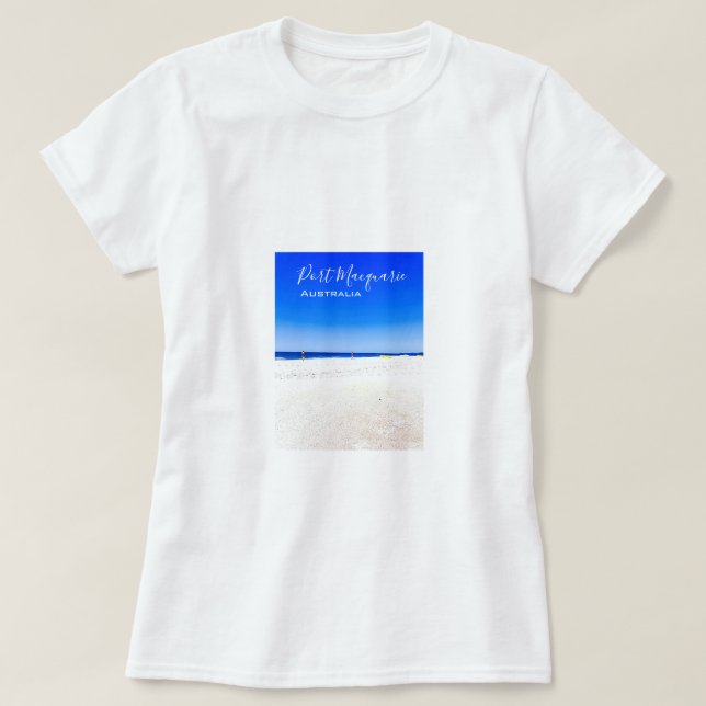 Camiseta Cena de praia de Port Macquarie, Austrália (Frente do Design)