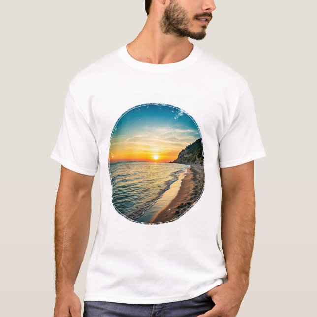 Camiseta Cena de praia natural com cor solar italiana (Frente)