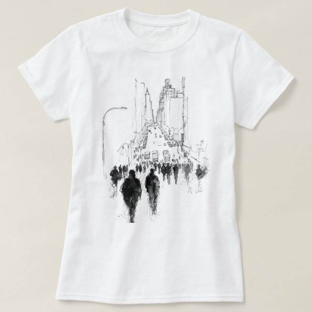 Camiseta Cena de Rua abstrato Busy (Frente do Design)