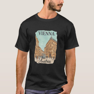 Camiseta Cena de rua vintage de Viena Áustria Lembrança de