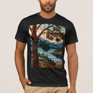 Camiseta Cena de serra rústica em vitral