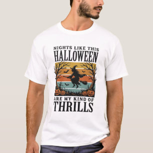 Camiseta Cena de Terror de Bruxa Vintage no Halloween Gravu