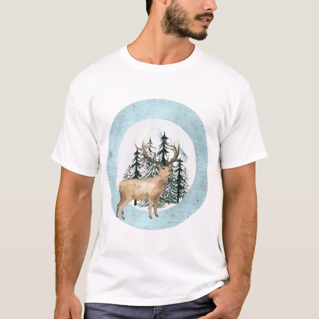 Camiseta Cena de Veado de Inverno (Frente)