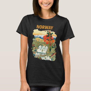 Camiseta Cena de Viagem Cénica da Cachoeira do Fiorde da No