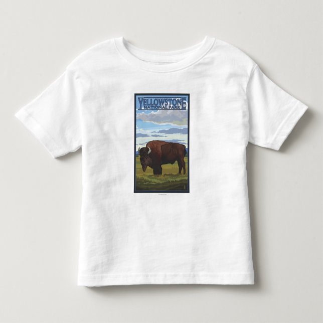Camiseta Cena do bisonte - parque nacional de Yellowstone (Frente)
