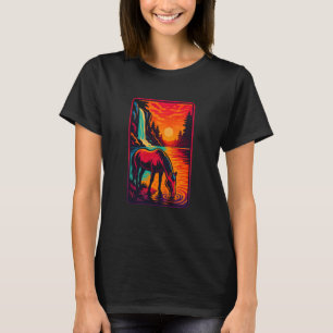 Camiseta Cena do Cavalo da Cachoeira do Pôr do Sol, Amo Cav