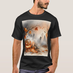 Camiseta Cena do Dia das Bruxas com abóbora e fantasmas