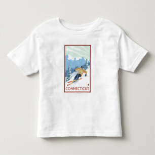 Camiseta Cena do esquiador de ConnecticutDownhill