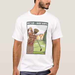 Camiseta Cena do jogador de golfe - curvatura, Oregon