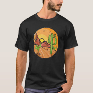 Camiseta Cena do pôr do sol do Saguaro retrô Cacto Opunti