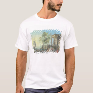 Camiseta Cena do porto com ajuste Sun (óleo em canvas)