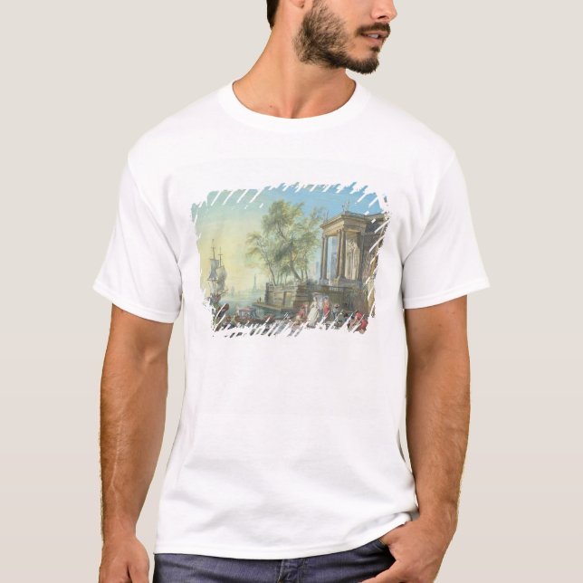 Camiseta Cena do porto com ajuste Sun (óleo em canvas) (Frente)