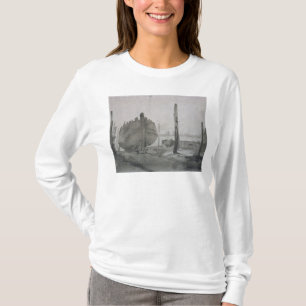 Camiseta Cena do rio de John Constable com a embarcação