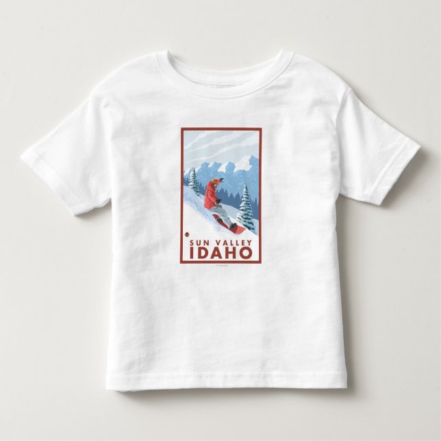 Camiseta Cena do Snowboarder - Sun Valley, Idaho (Frente)