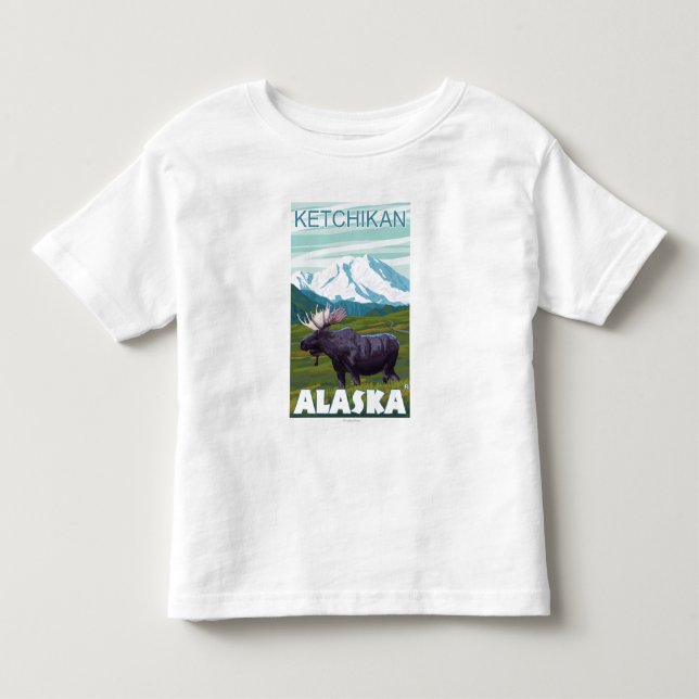 Camiseta Cena dos alces - Ketchikan, Alaska (Frente)