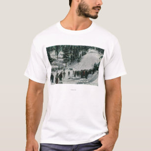 Camiseta Cena dos esportes de inverno na montanha de
