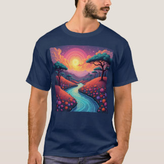 Camiseta Cena dos sonhos vibrante dos anos 70 misturando na