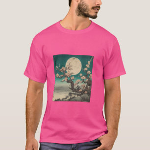 Camiseta Cena Japonesa da Noite de Cerejeira Ligada