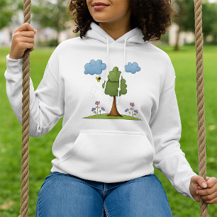 Camiseta Cena natural de abelhas e árvores com flores e nuv