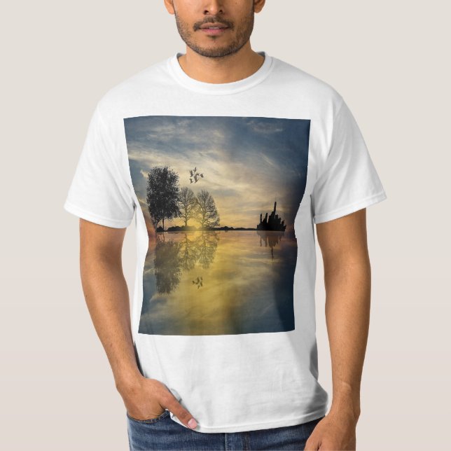 Camiseta Cena Natural de Pássaros Camisa-T de Homens - Aman (Frente)