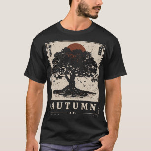 Camiseta Cena Natureza da Árvore de Carvalho de Outono de E