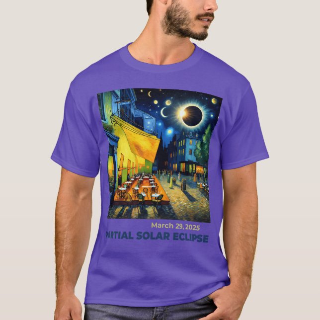 Camiseta Cena Noturna do Eclipse Solar Parcial de 29 de Mar (Frente)