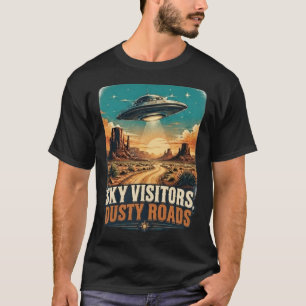 Camiseta Cena Retro de OVNI no Deserto Ocidental Vintage