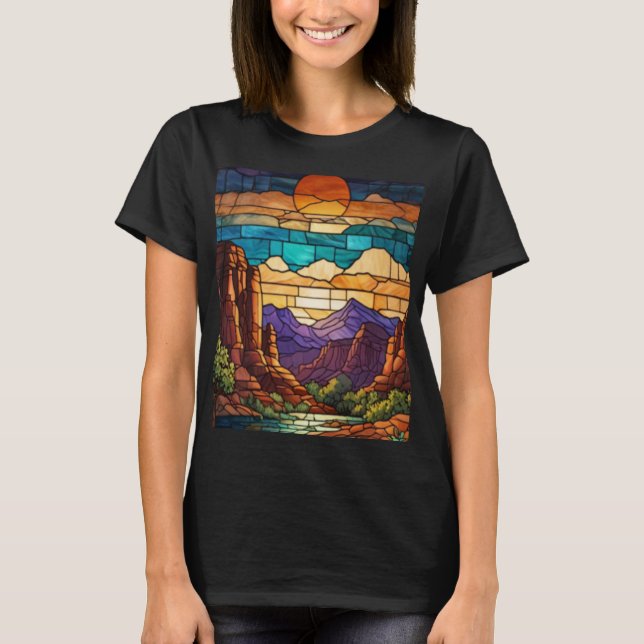 Camiseta Cena retrô do deserto montanhas de Sedona arte em  (Frente)