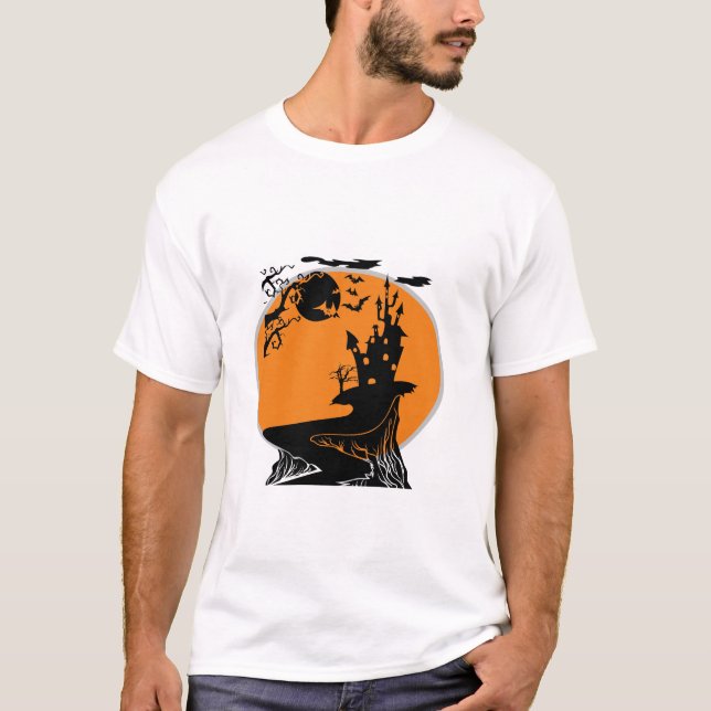 Camiseta Cena Silhouette da Casa Assombrada (Frente)