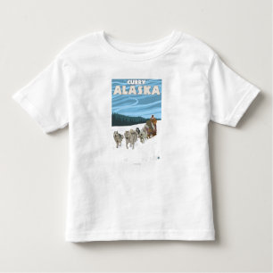 Camiseta Cena Sledding do cão - caril, Alaska