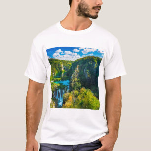 Camiseta Cenário de cachoeira elegante, Croácia