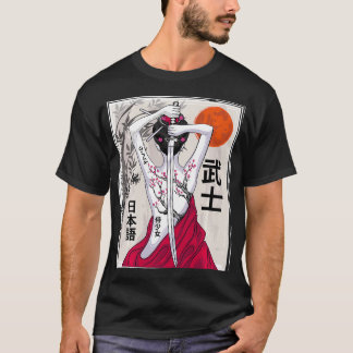 Camiseta Cenário de Cultura Samurai Japonês Vintage Sakura