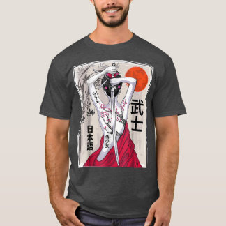 Camiseta Cenário de Cultura Samurai Japonês Vintage Sakura 