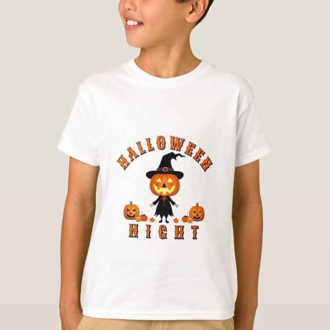 Camiseta Cenário de Halloween de Abóbora Encantador (Frente)