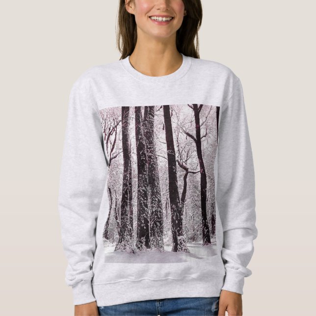 CAMISETA CENÁRIO DE INVERNO DE NEVE DE MADEIRAS FLORESTAIS (Frente)