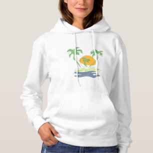 Camiseta Cenário de praia de ilha tropical. Árvore de palme