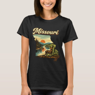 Camiseta Cenário do pôr do sol do estado do Missouri, rio d