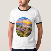 Cenário do Vale de Lavanda ao Nascer do Sol