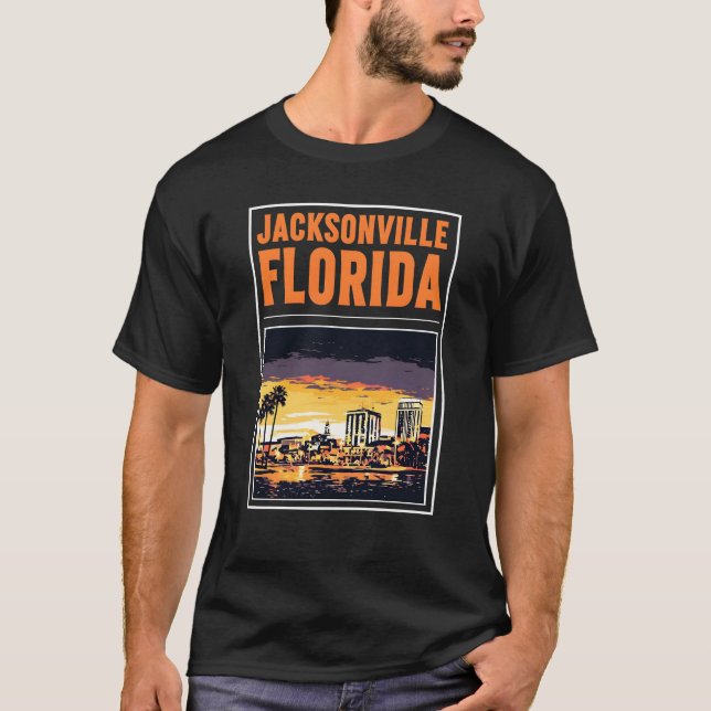 Camiseta Cenário Gráfico de Cidade de Jacksonville Flórida (Frente)